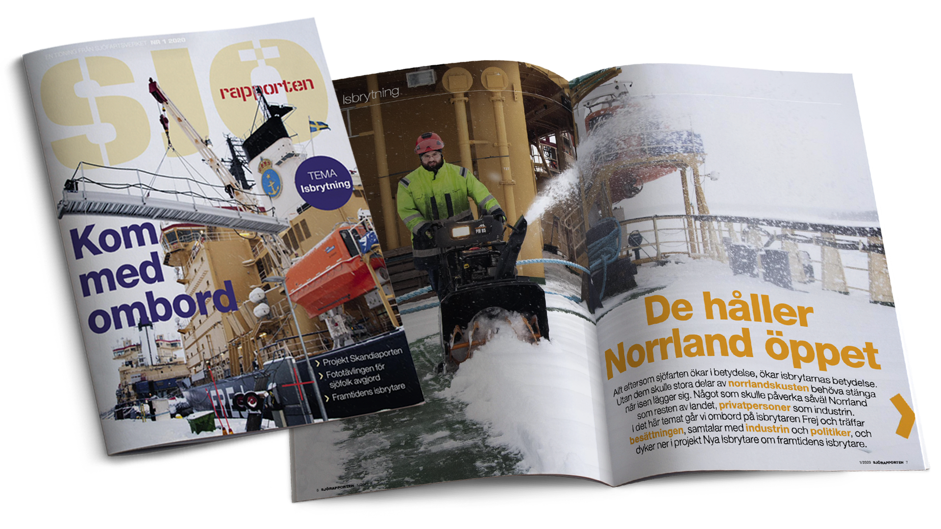 Decenniets första nummer av Sjörapporten besöker bland annat isbrytaren Frej när hon ligger i beredskap uppe i Luleå.